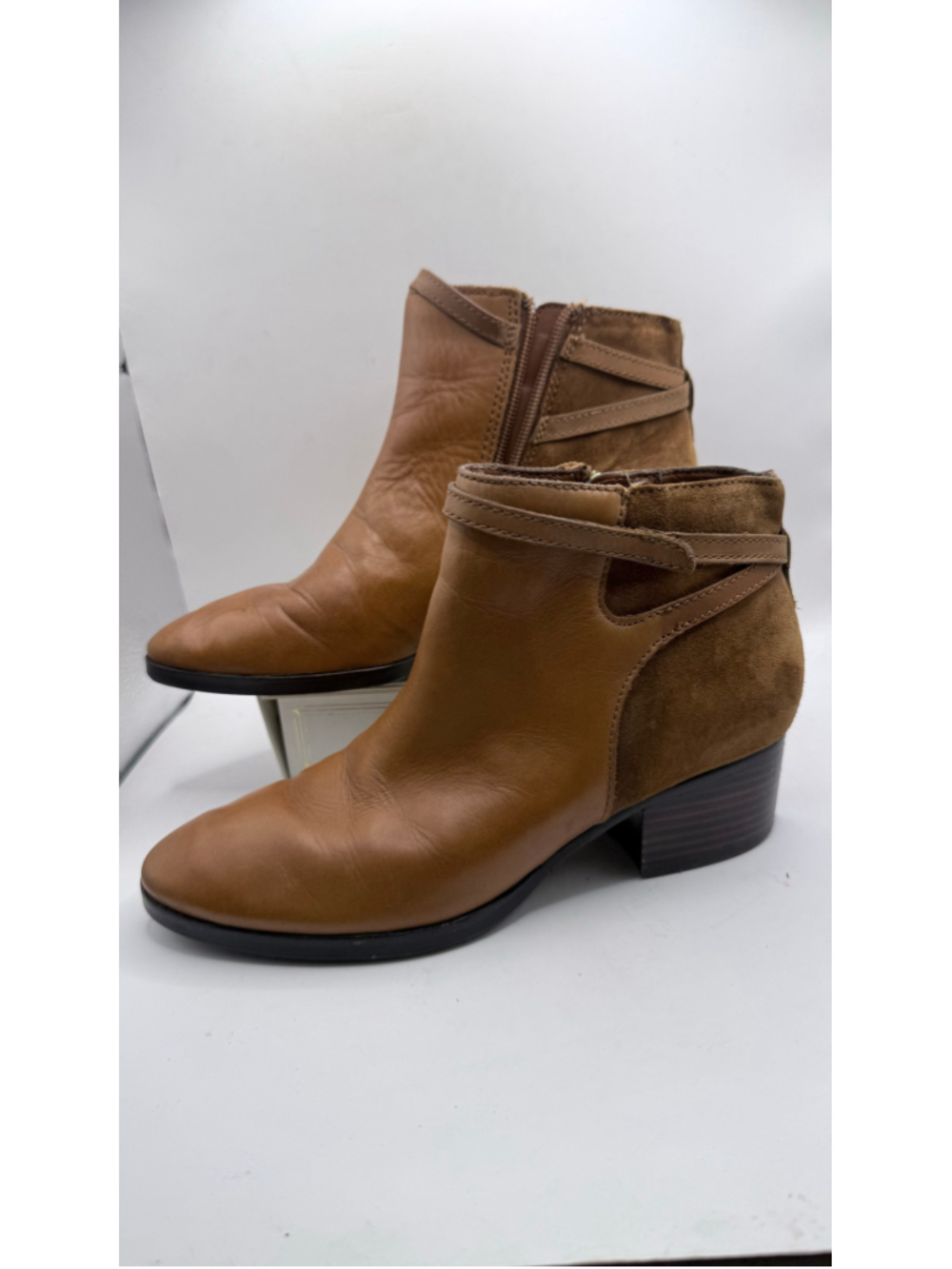 Women's Ralph Lauren Damara Ankle Boots Size 7.5 Brown Leather Suede